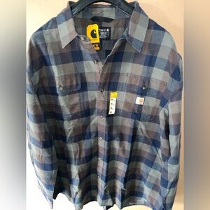 NWT Carhartt Loose-Fit Heavyweight Flannel Long-Sleeve Plaid Shirt Men's 2XL